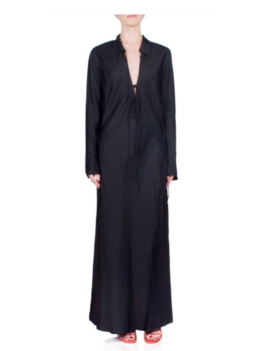 Bec + Bridge Emery Long Sleeve Tie Black Maxi Dress New Size 6 - Picture 12 of 14
